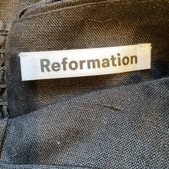 Reformation Black Linen Mini Dress with Slit and Tie Straps - Picture 5 of 10